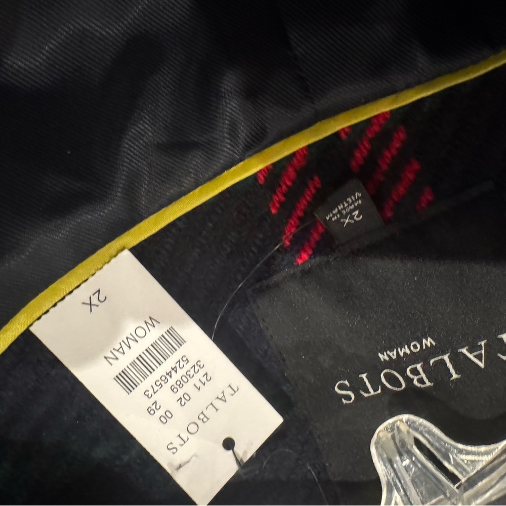 Talbots Plaid Cape - Black, Red, Yellow Size XXL - Picture 3 of 3